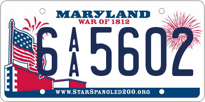 MD license plate 6AA5602