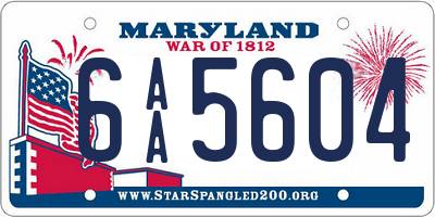 MD license plate 6AA5604