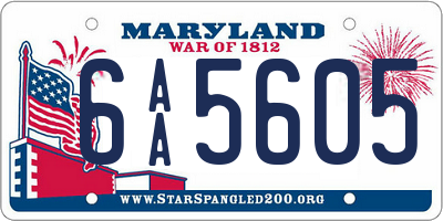 MD license plate 6AA5605