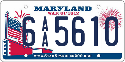 MD license plate 6AA5610