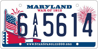 MD license plate 6AA5614