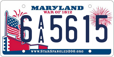 MD license plate 6AA5615