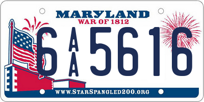 MD license plate 6AA5616