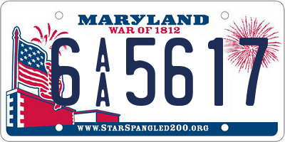 MD license plate 6AA5617