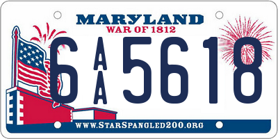 MD license plate 6AA5618