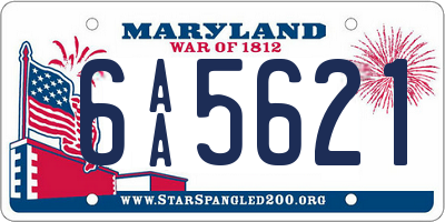 MD license plate 6AA5621