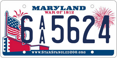 MD license plate 6AA5624