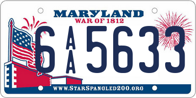 MD license plate 6AA5633