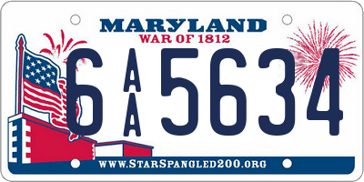 MD license plate 6AA5634