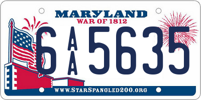 MD license plate 6AA5635