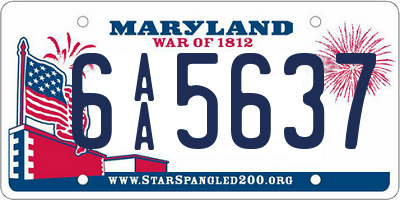 MD license plate 6AA5637