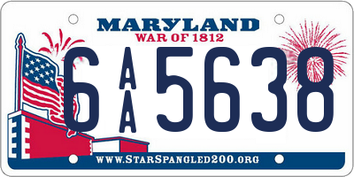 MD license plate 6AA5638