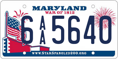 MD license plate 6AA5640