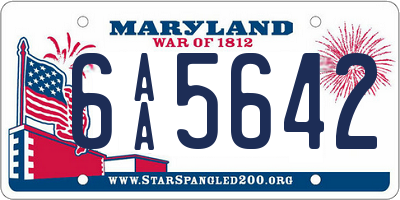 MD license plate 6AA5642