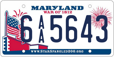 MD license plate 6AA5643