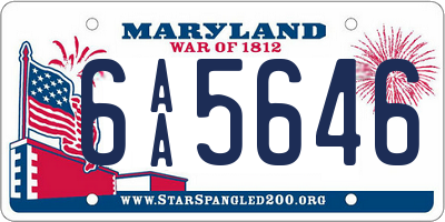 MD license plate 6AA5646