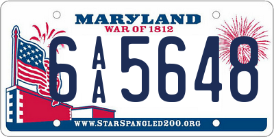 MD license plate 6AA5648