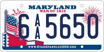 MD license plate 6AA5650