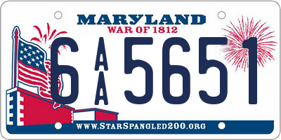 MD license plate 6AA5651