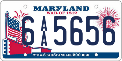 MD license plate 6AA5656