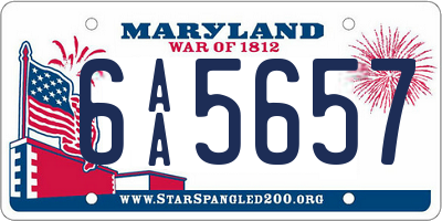 MD license plate 6AA5657