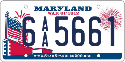 MD license plate 6AA5661