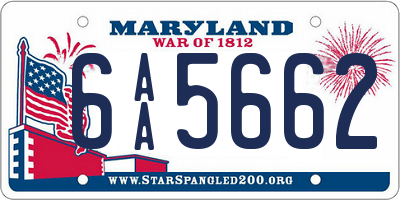 MD license plate 6AA5662