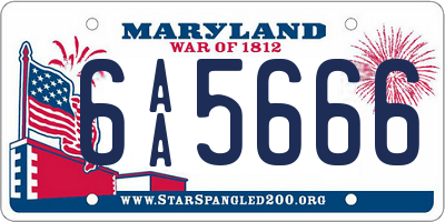 MD license plate 6AA5666