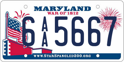 MD license plate 6AA5667