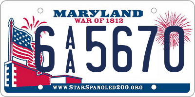 MD license plate 6AA5670