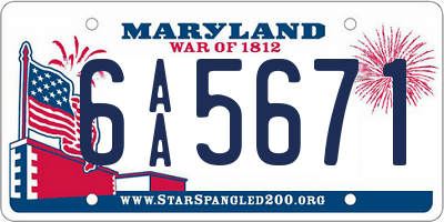 MD license plate 6AA5671