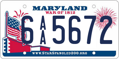 MD license plate 6AA5672