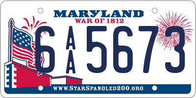 MD license plate 6AA5673