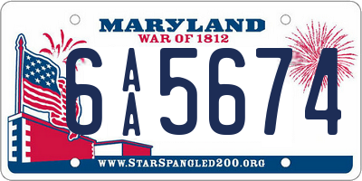 MD license plate 6AA5674