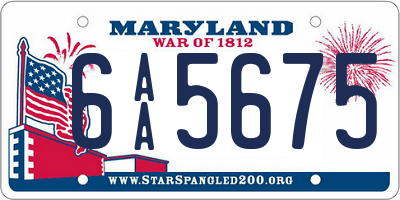 MD license plate 6AA5675