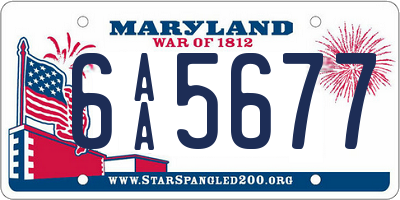 MD license plate 6AA5677