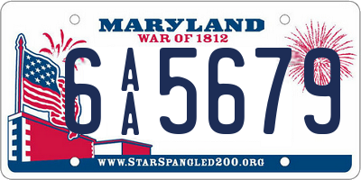 MD license plate 6AA5679