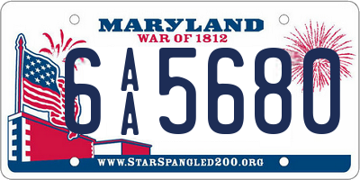 MD license plate 6AA5680