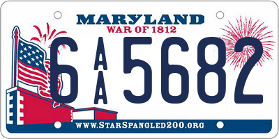 MD license plate 6AA5682