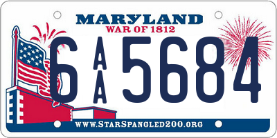 MD license plate 6AA5684