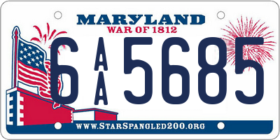 MD license plate 6AA5685