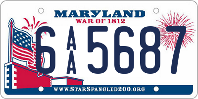 MD license plate 6AA5687