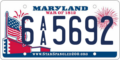 MD license plate 6AA5692