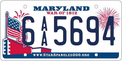 MD license plate 6AA5694