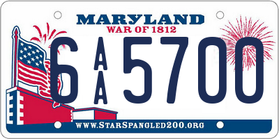 MD license plate 6AA5700