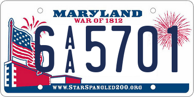 MD license plate 6AA5701