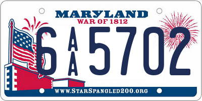 MD license plate 6AA5702