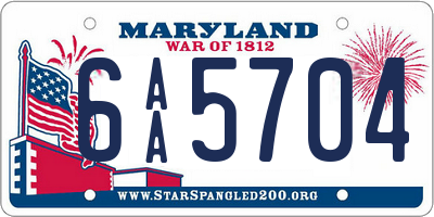 MD license plate 6AA5704