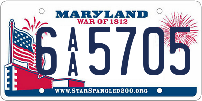 MD license plate 6AA5705