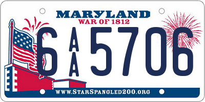 MD license plate 6AA5706